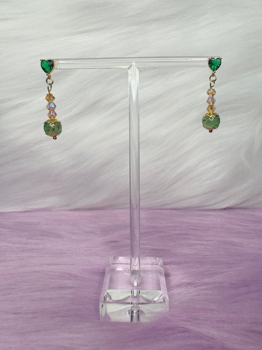 Taurus - Emerald Heart Drop Earring