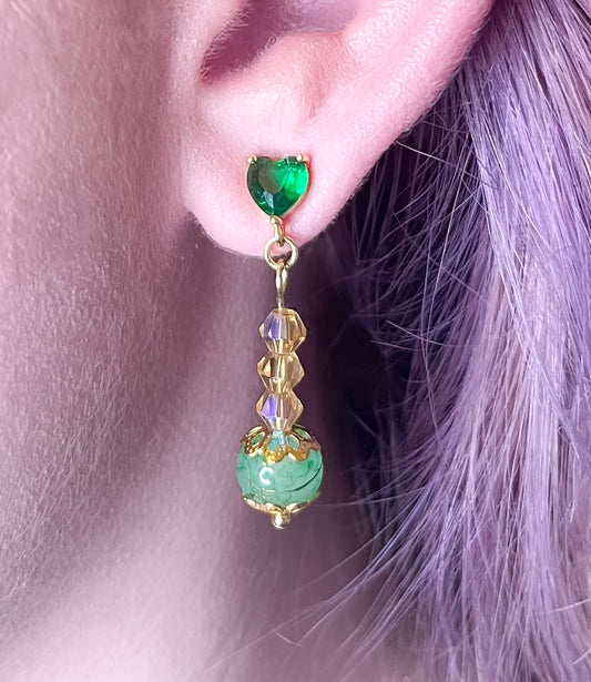Taurus - Emerald Heart Drop Earring